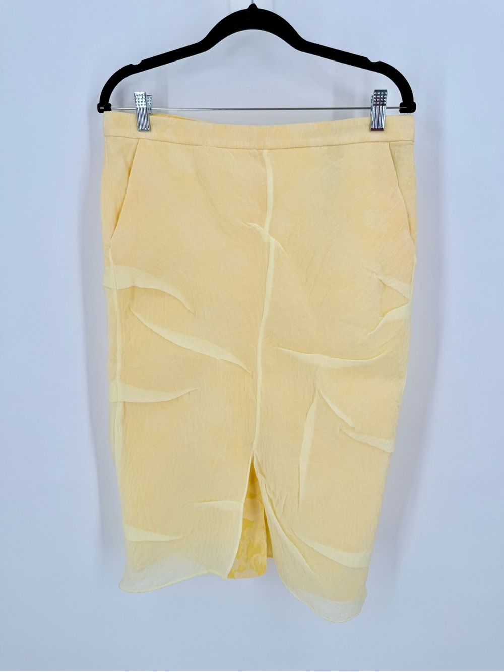 Zara Pale Yellow Pencil Skirt
